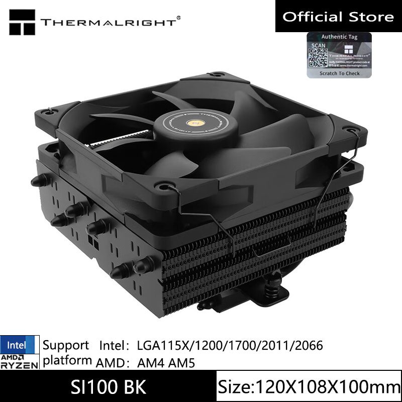 Air Cooler Cpu - 6つの熱ピストンを備えたアルミニウムヒートシンク,TR-SI-100 mmの高さと水冷システム,ga1700/115x/100/am5/am4と互換性があります