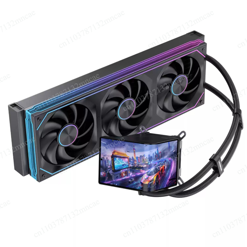 Cpu Cooler - 360mm液体CPUクーラー、6.67インチスクリーンビデオディスプレイ、ARGBファン搭載、デスクトップPCケース用AMD対応冷却装置