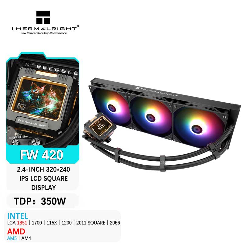 Aio Liquid Cooler - サーマルライトオールインワンcpu水冷クーラー、fw 420、2.4 