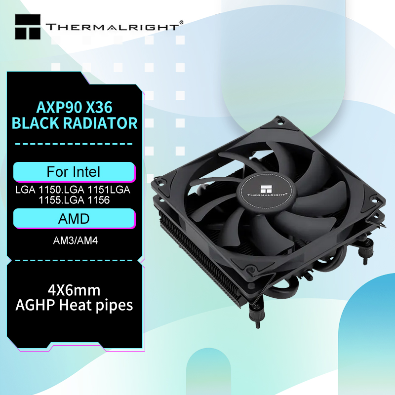 Air Cooler Cpu - サーマルライト-クモアクーラー,90mm,4つのヒートパイプ,amd am4用の高さ36mm,lga 115x AXP-90,1200
