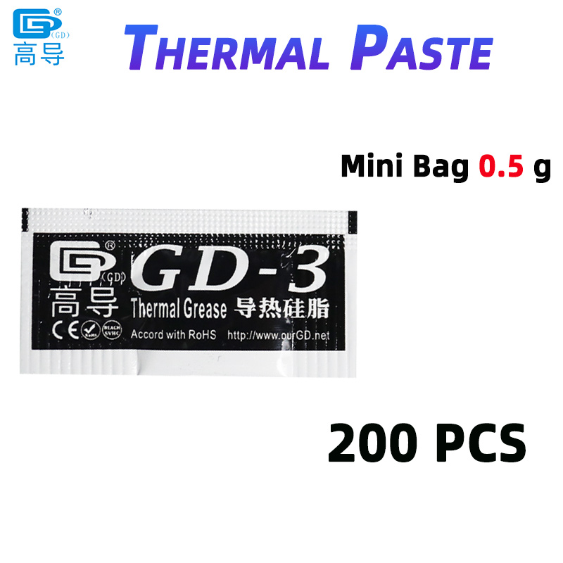 正味重量0.5グラム、200個入り。グレーのGD-3熱伝導グ - Thermal Paste のレビューと価格